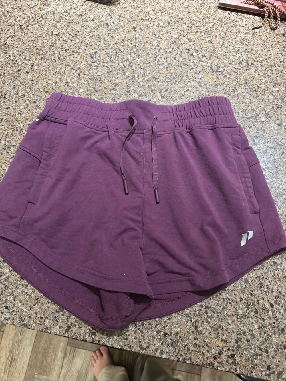 Women's Plum Athletic Drawstring Shorts with Side Pockets